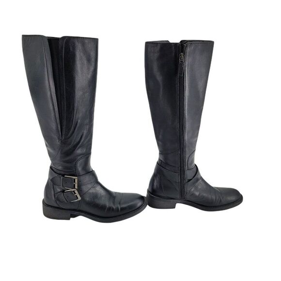 Enzo Angiolini Leather Boots Tall Equestrian Riding Easporty Zip Up Black Sz 7M - Picture 4 of 8
